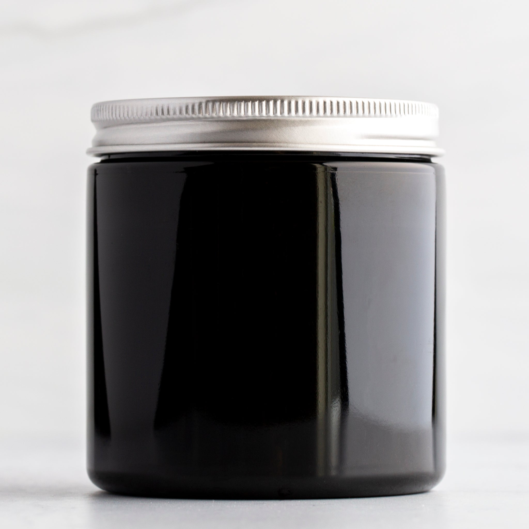 Clear Straight-Sided Glass Jars - 8 oz, Black Metal Cap S-17983M