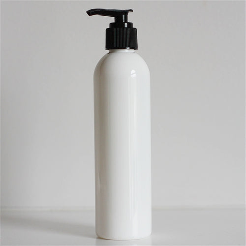 8 oz White Bullet Bottle with Pump - Black