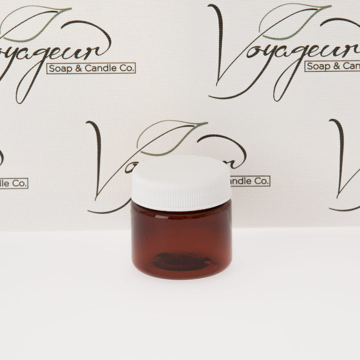 1 oz Amber Straight Sided Jar with White Ribbed Screw Cap