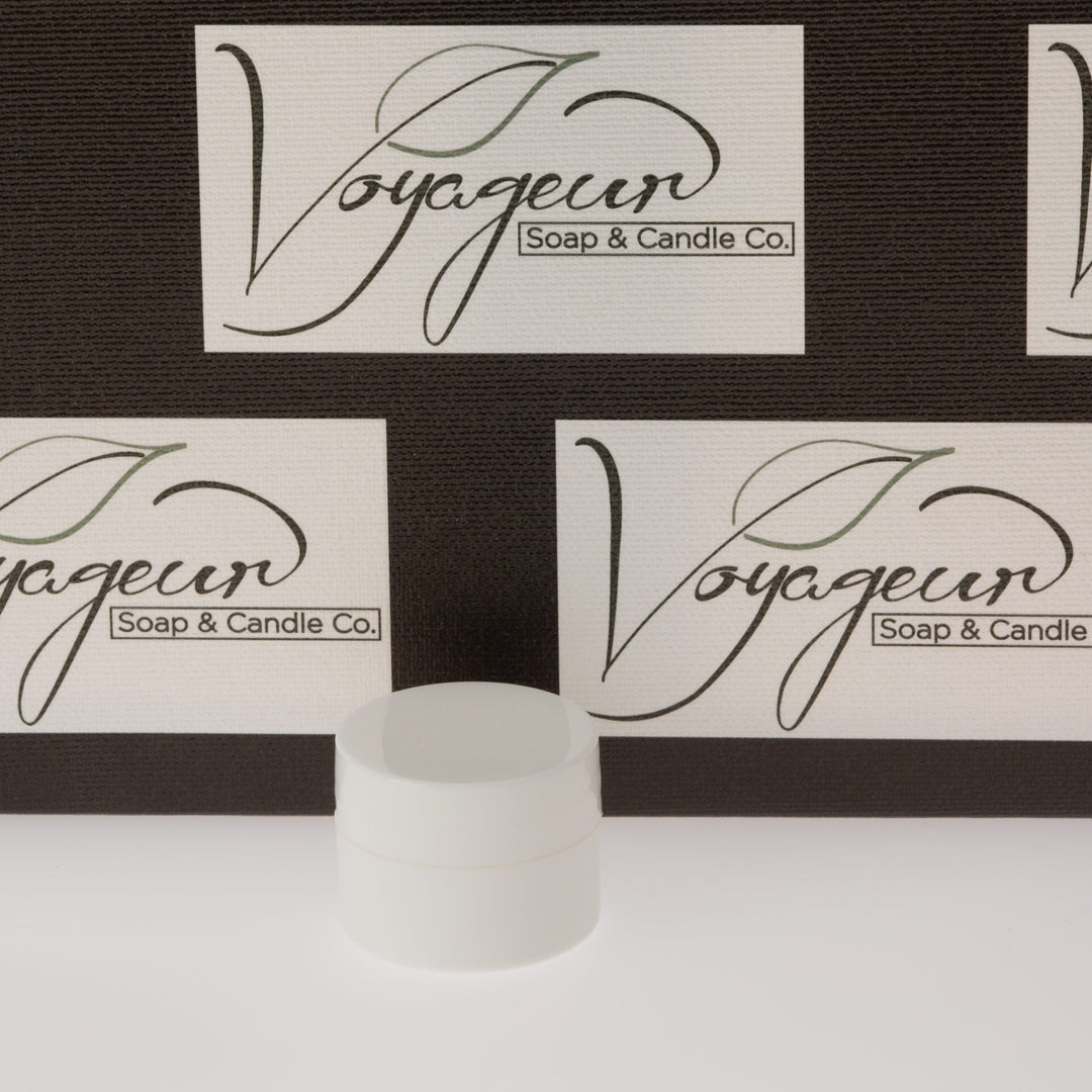 .25 oz / 7.5 ml White Lip Balm Jar with White Gloss Cap