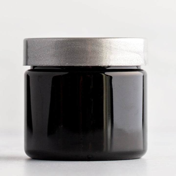 2 oz Black Jar with Silver Gloss Cap