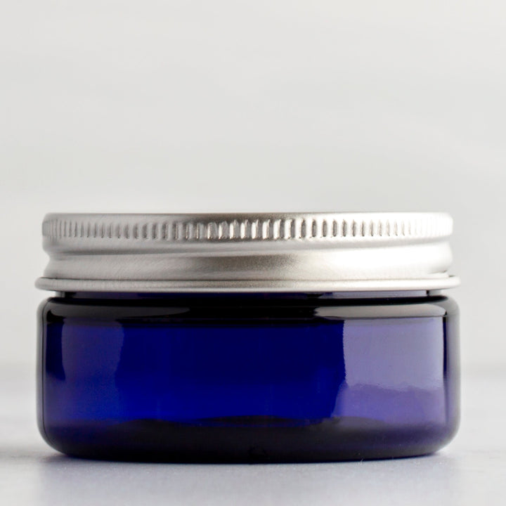 2 oz Blue Shallow Jar with 58-400 Neck