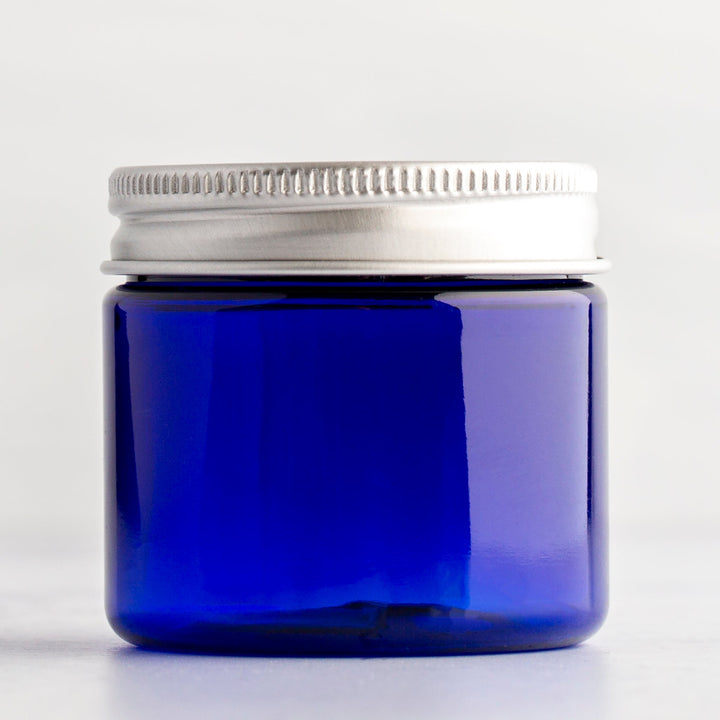 2 oz Blue Straight Sided Jar with 48-400 Neck