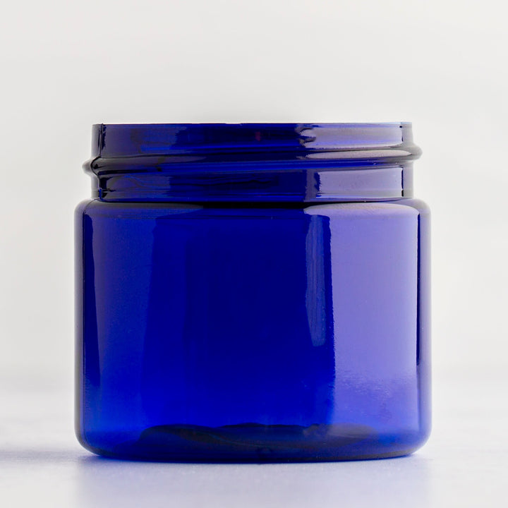 2 oz Blue Straight Sided Jar with 48-400 Neck