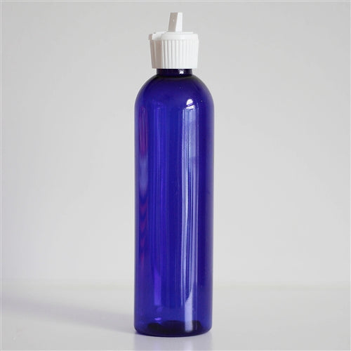 8 oz Blue PET Bullet with White Turret Cap