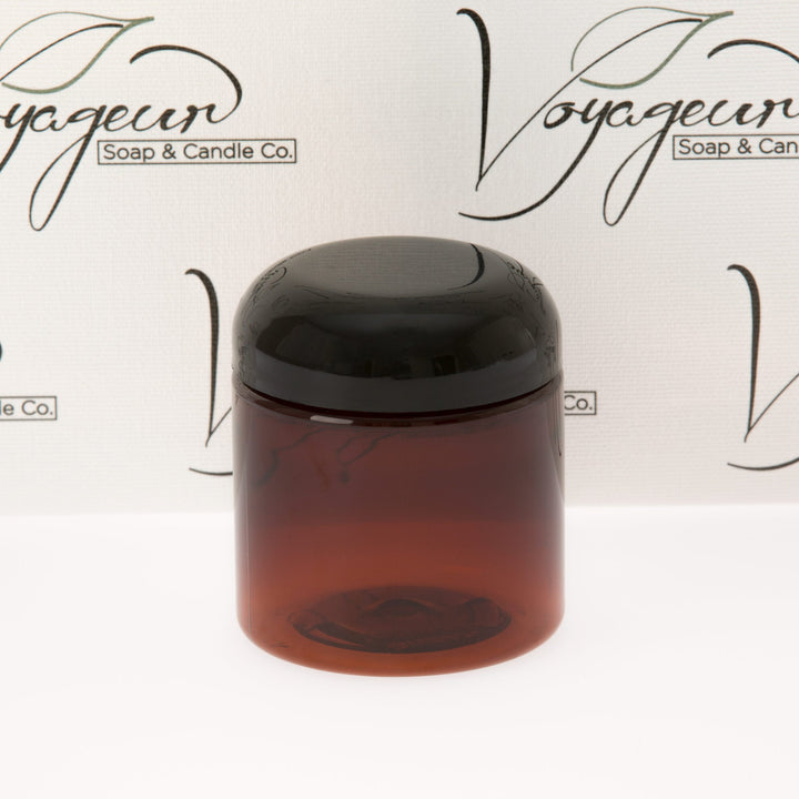 4 oz Amber Straight Sided Jar with Black Dome Cap