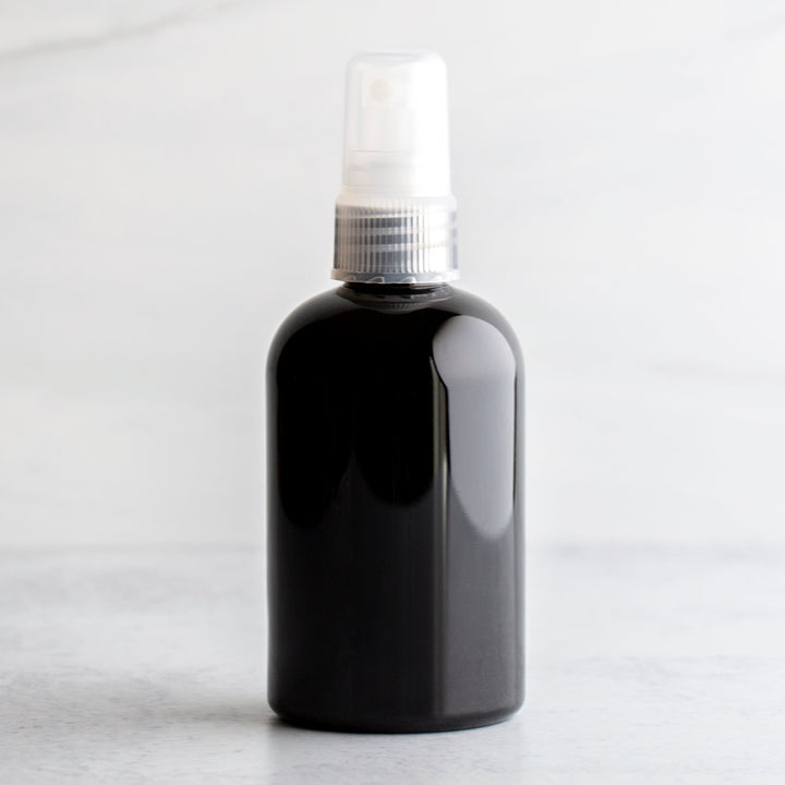 4 oz Black Boston Round Bottle with Natural Mister