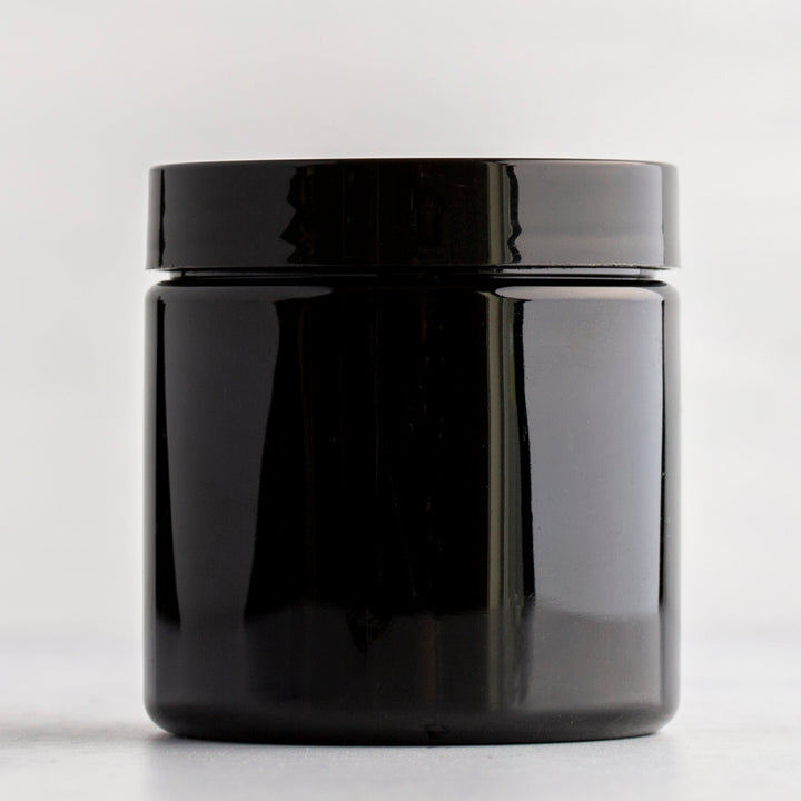 4oz Black Plastic Jar with Gloss Black Cap