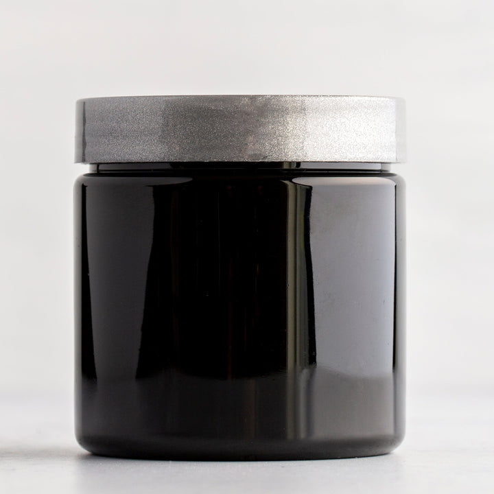 4oz Black Plastic Jar with Silver Gloss Cap