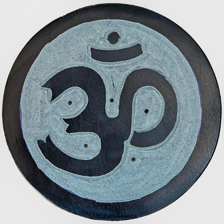 Soapstone Round Incense Holder - Om