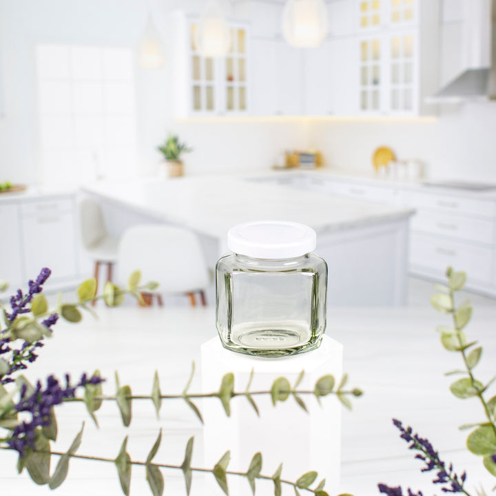 190 ml Oval Hexagon Glass Jar with 58mm Neck