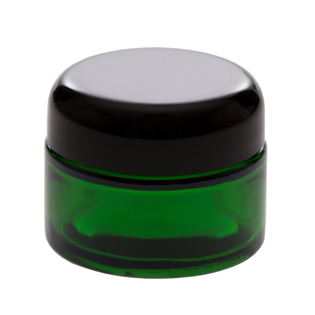 1 oz Green Glass Jar with 48-400 Black Dome Cap