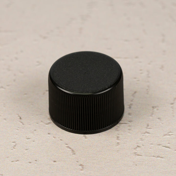 24-410 Black Ribbed Screw Cap