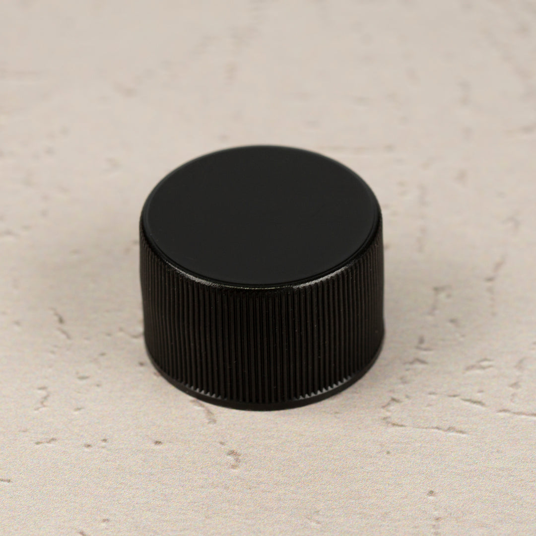 28-410 Black Ribbed Screw Cap