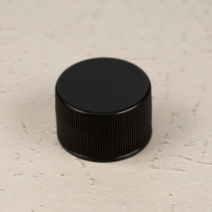 28-410 Black Ribbed Screw Cap