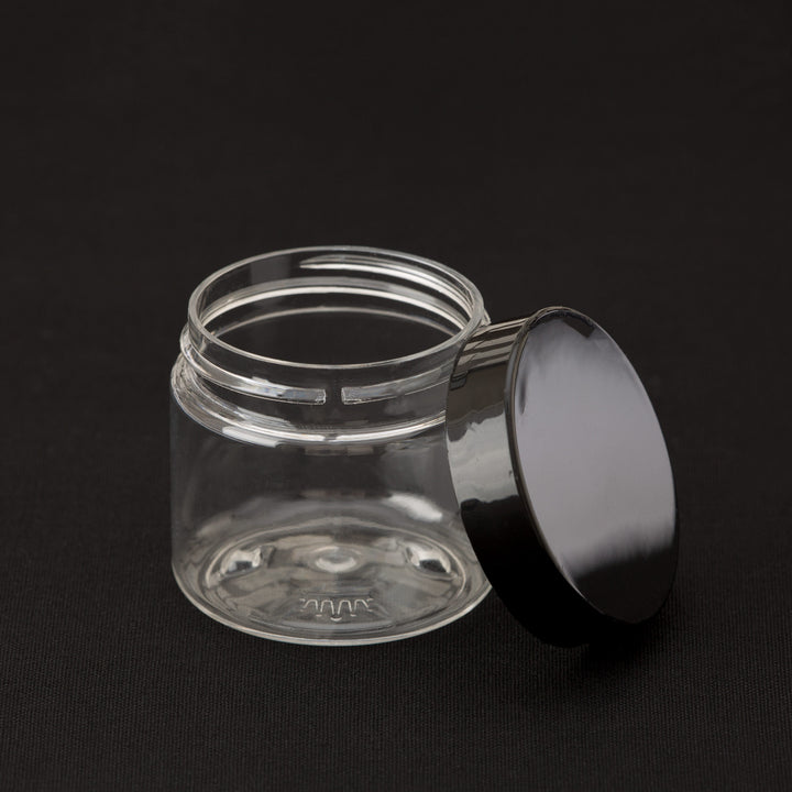 2 oz Clear Straight Sided Jar with Black Gloss Cap