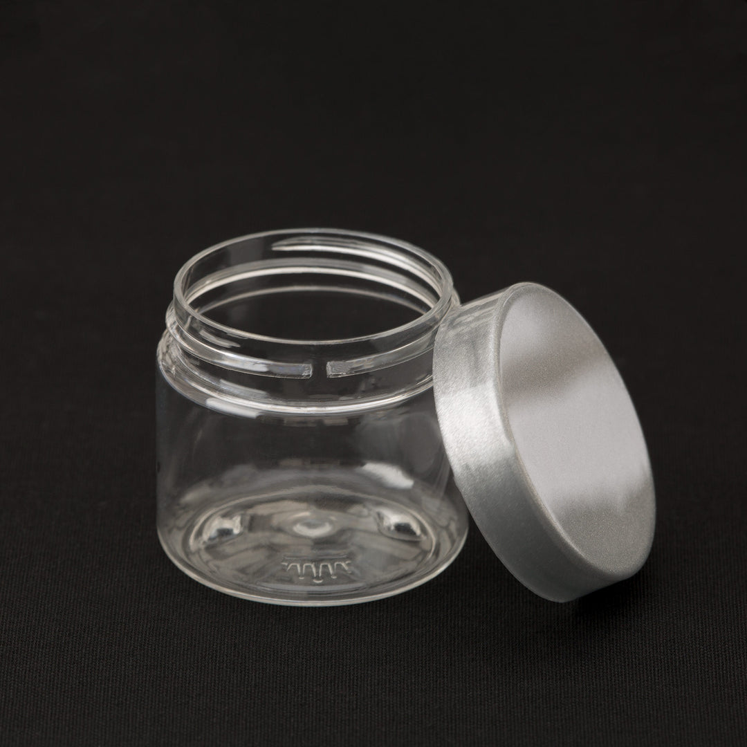 2 oz Clear Straight Sided Jar with Silver Gloss Cap