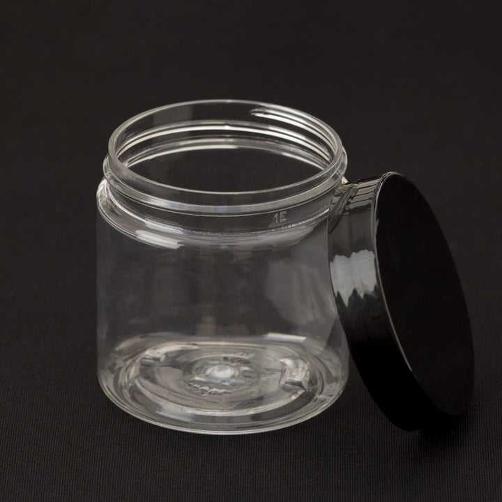 4 oz Clear Straight Sided Jar with Black Smooth Cap