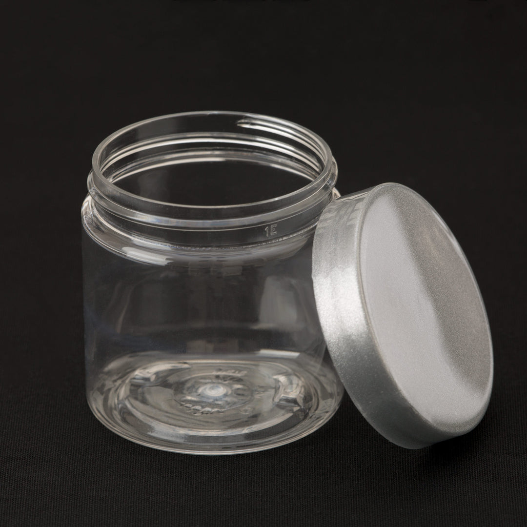 4 oz Clear Straight Sided Jar with Silver Smooth Cap