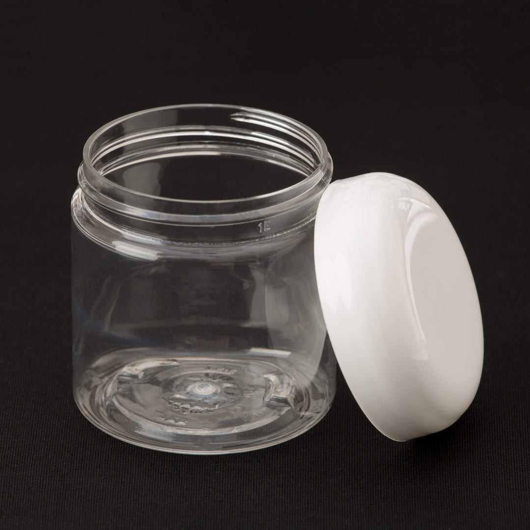 4 oz Clear Straight Sided Jar with White Dome Cap