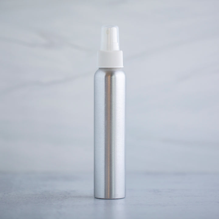 120 ml Aluminum Bottle with White Mister