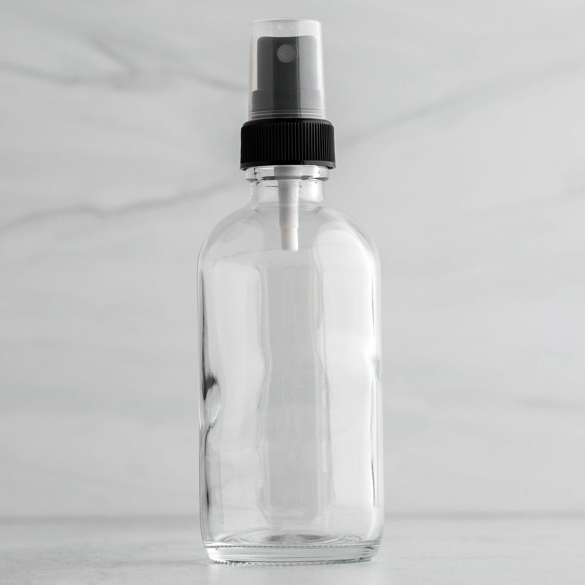 4 oz Clear Glass Bottle with 22 400 Black Fine Mist Sprayer