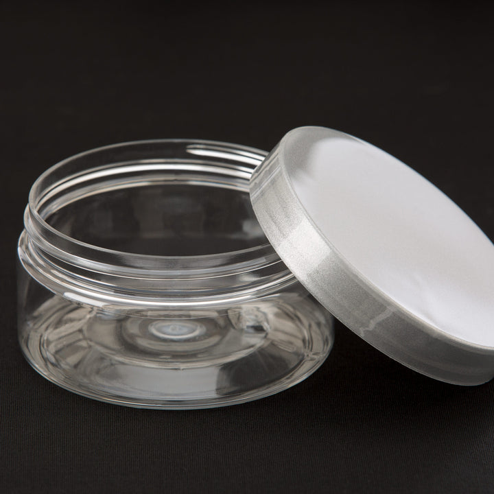 8 oz Clear Shallow Jar with Silver Smooth Cap