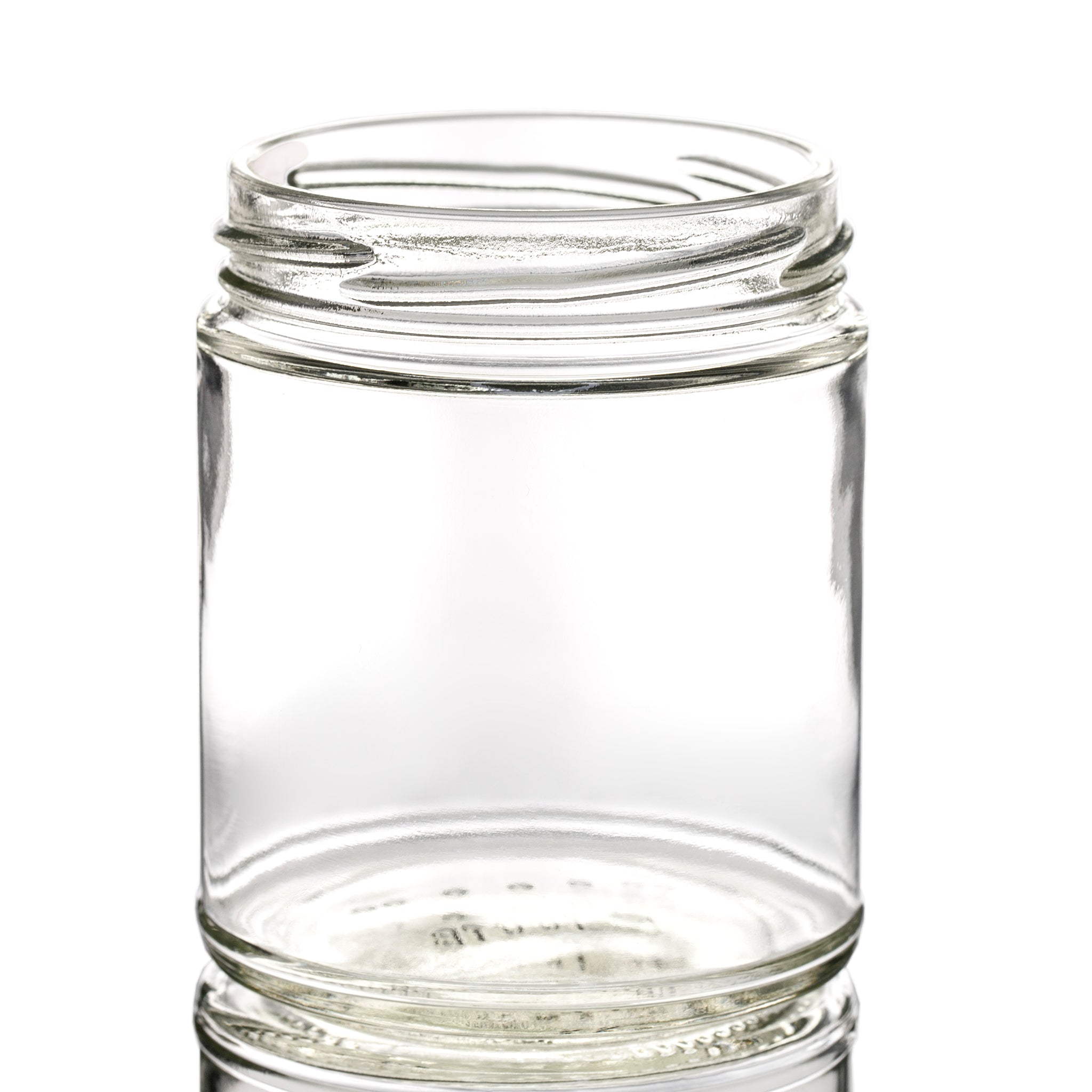 9oz Clear Glass Jars (Black Lug Cap) - 12/Case, Clear Type III 70 mm