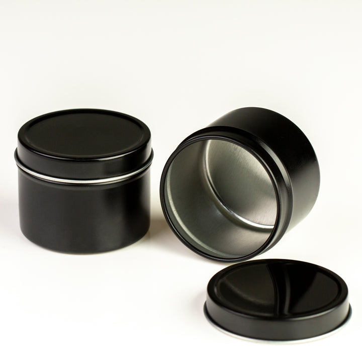 2 oz Black Deep Metal Tin with Slip Cover Lid