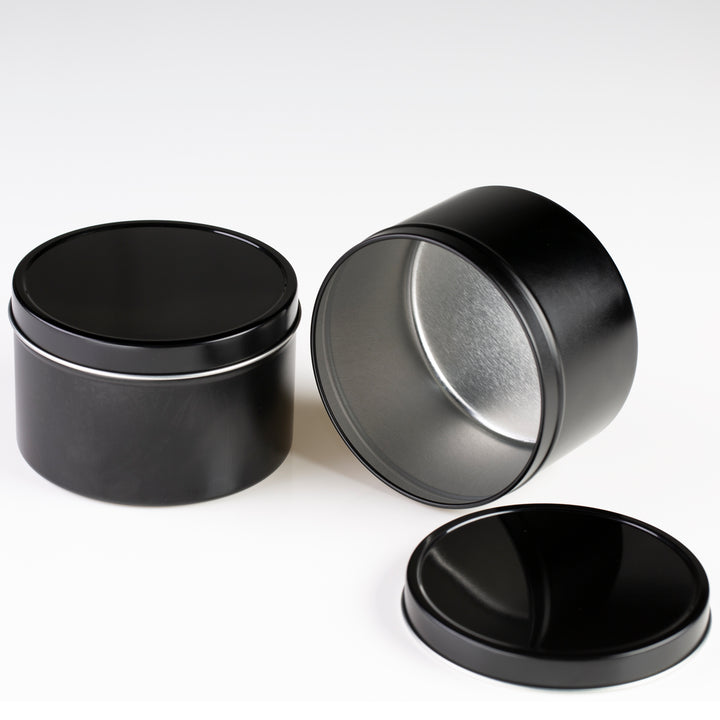 16 oz Black Deep Metal Tin with Slip Cover Lid