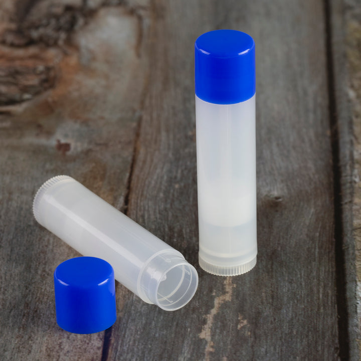 natural lip balm tube blue cap