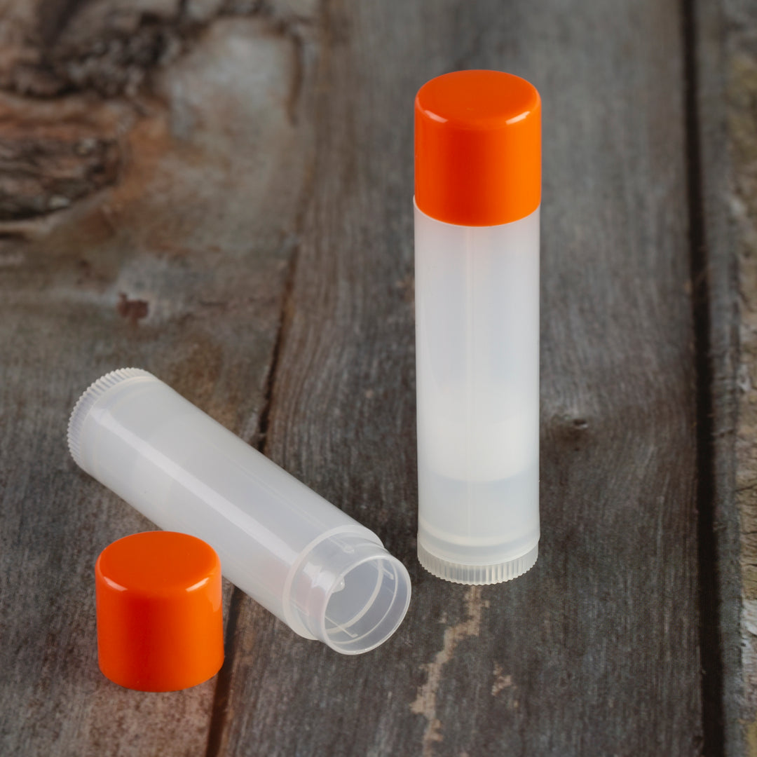 natural lip balm tube orange cap