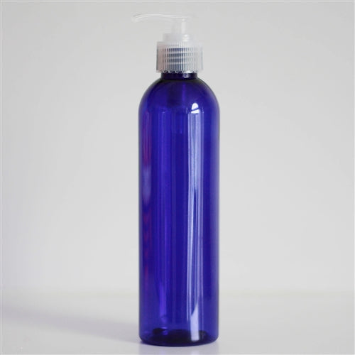 8 oz Blue PET Bullet with Pump - Natural