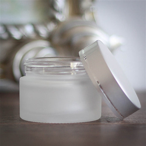 50 ml Frosted Glass Jar with Brushed Silver Cap